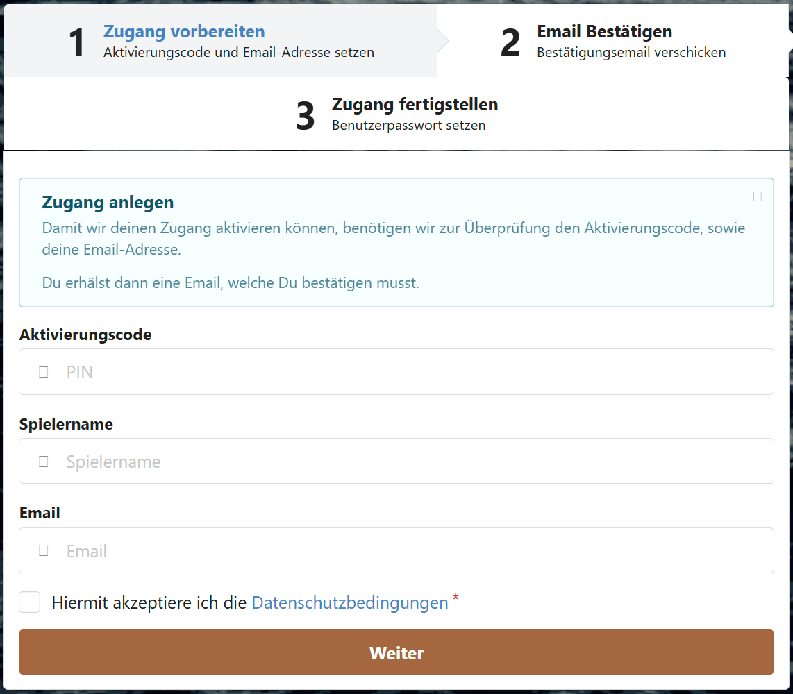 Registrierungsformular Registrierungsformular